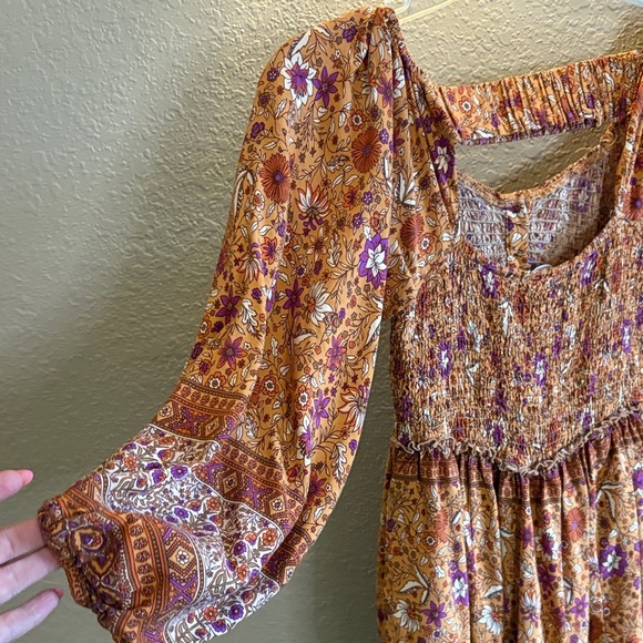 Bluivy Floral Bohemian Dress in Orange and Purple/ Size small - Picture 11 of 12